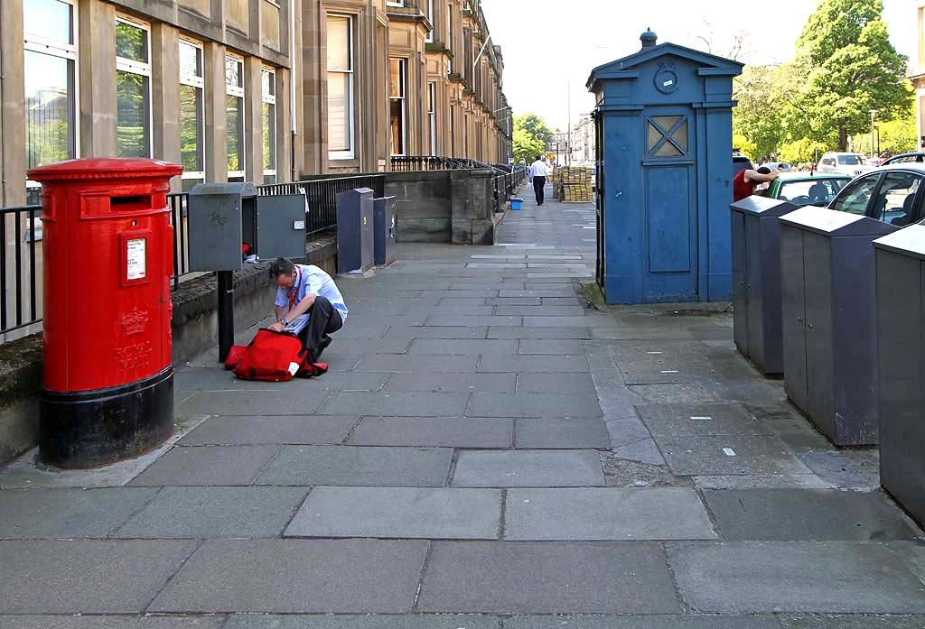 Drumsheugh Gardens  -  Pillar Box, Postman, and Police Box for sale  -  May 2012