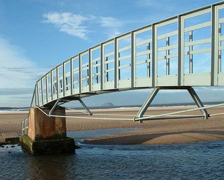 Belhaven Bay Sands and Bridge at Dunbar and the Bass Rock, 2002