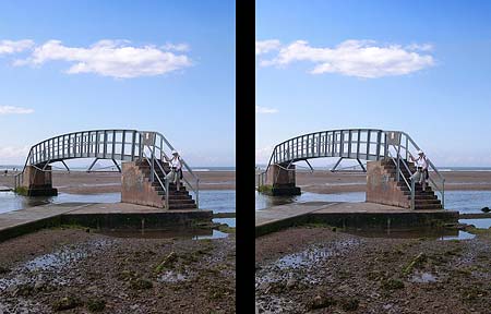 Stereo View of the 'Bridge to Nowhere', Belhaven Bay, Dunbar, Scotland