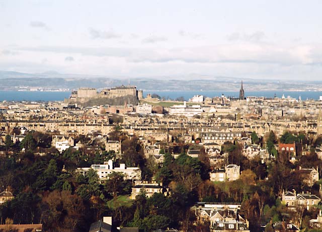 View from Blackford Hill towards Edinburgh Castle and Fife