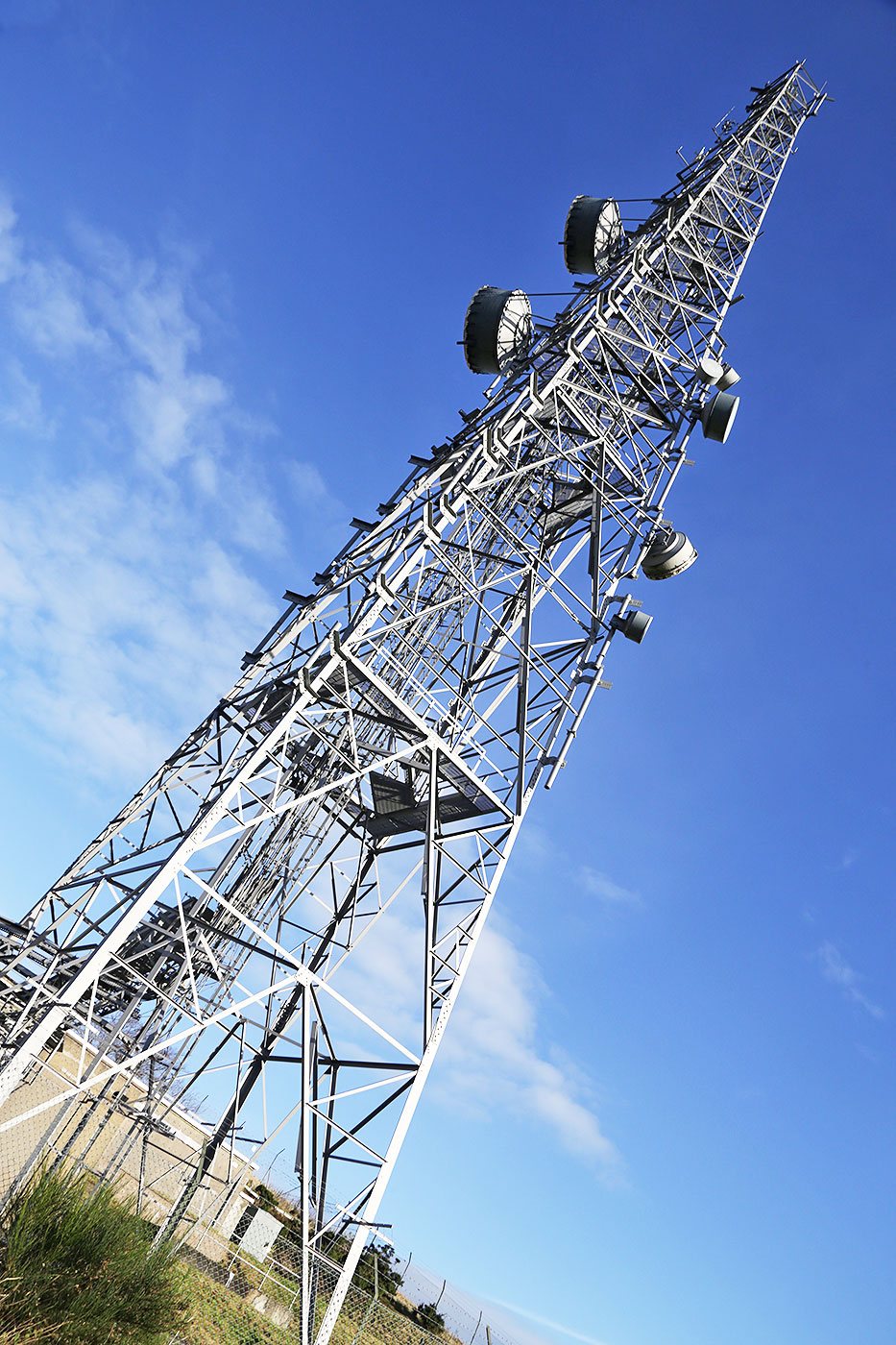 Lookin g up at the Police Radio Transmitter from the top of the steps on the western side of Blackford Hill