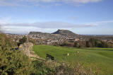 Looking to the NE towards Salisbury Crags, Arthur's Seat and the Firth of Forth from the top of Observatory Road, Blackford Hill