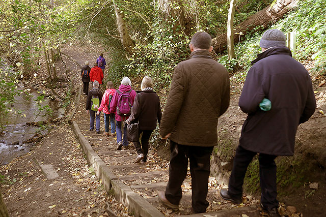 Descending steps on south side of the Braid Burn and heading for Comiston Road