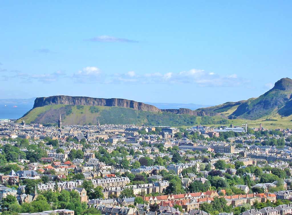 View to the NE from Blackford Hill towards Salisbury Crags  in Holyrood Park