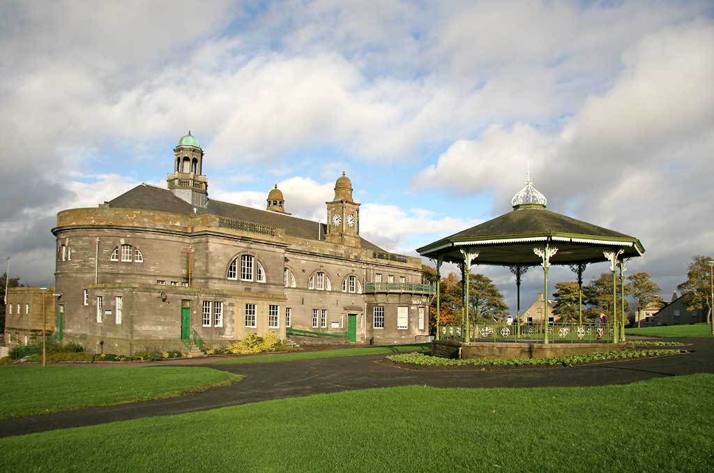 Bandstand and Town Hall in Glebe Park, Bo'ness