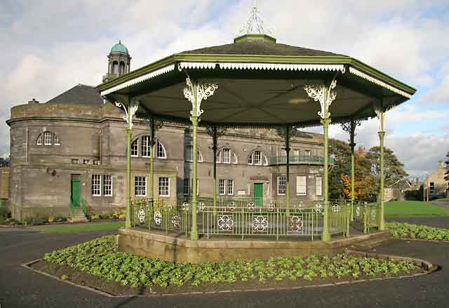 Bandstand and Town Hall in Glebe Park, Bo'ness