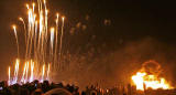 Fireworks on Calton Hill at the end of the torchlight procession  -  December 29, 2008