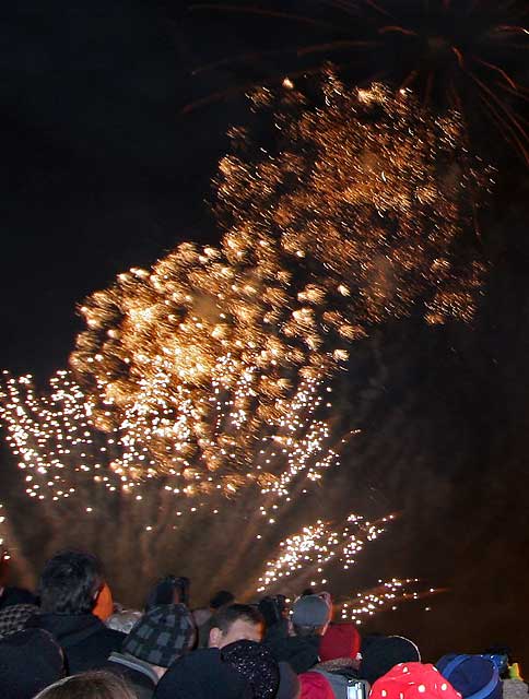 Fireworks on Calton Hill at the end of the torchlight procession  -  December 29, 2008