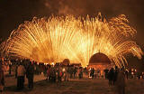 Fireworks on Calton Hill, following the torchlight Procession to mark the start of Edinburgh's New Year Celebrations  -  29 December 2005