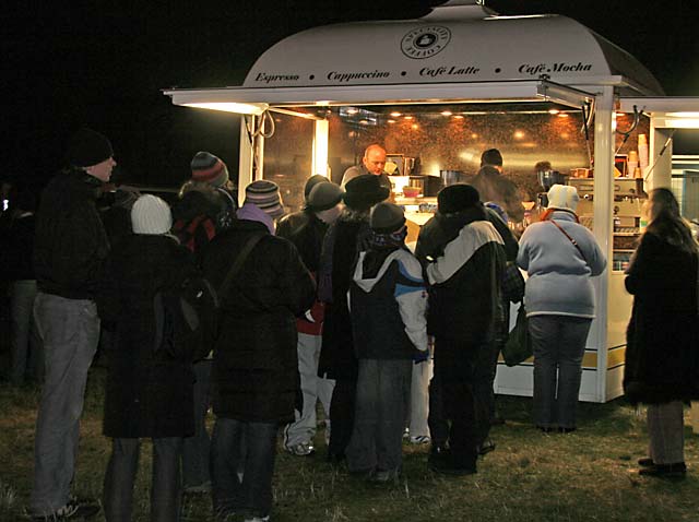 A snack bar on Calton Hill, following the torchlight Procession to mark the start of Edinburgh's New Year Celebrations  -  29 December 2005