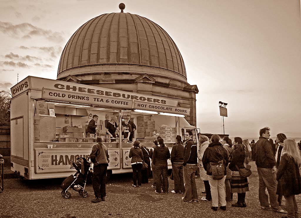 Snack Bar in front of the Observatory on Calton Hill - during the Beltane Festival on 30 April 2006