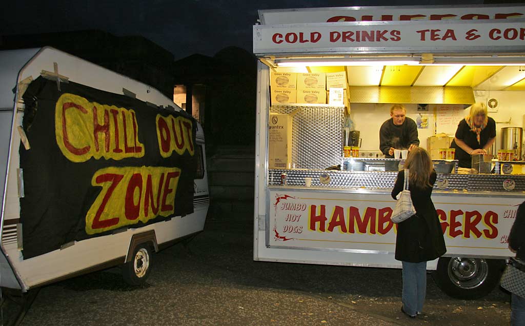 Snack Bar in front of the Observatory on Calton Hill - during the Beltane Festival on 30 April 2006