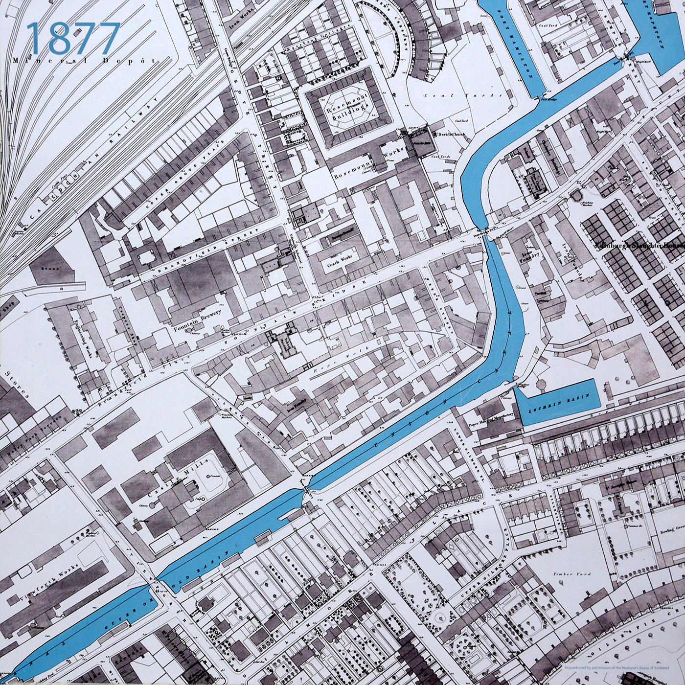 Map -  as part of an exhinbition displayed on  the Union Canal towpath at Fountainbridge, Edinburgh  -  October 2014