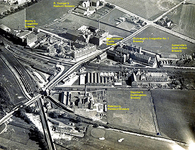 Craigmillar Aerial Photos - pre-1930s - Breweries, Roads and Railways