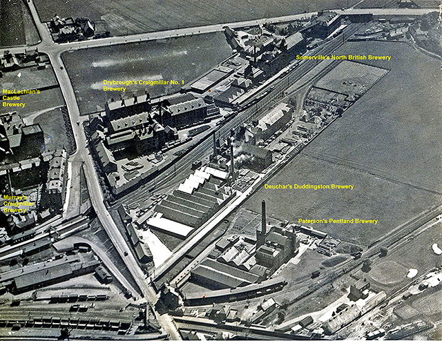 Craigmillar Aerial Photos - pre-1930s - Breweries, Roads and Railways