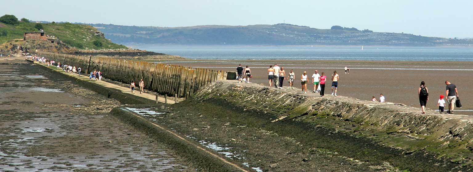 Causeway to Cramond Island at low tide  -  July 2006