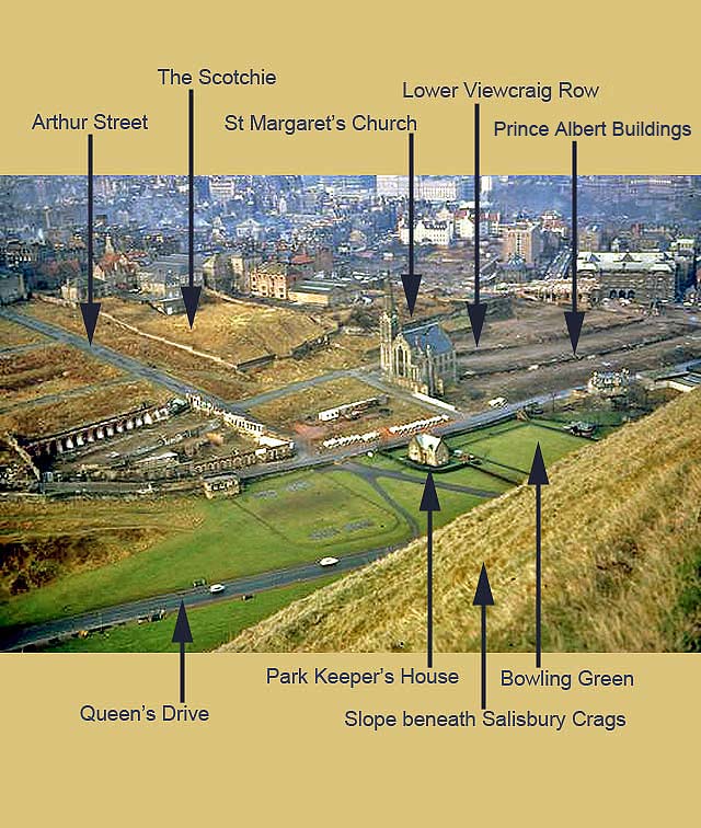 Looking down on Dumbiedykes following demolition  -  mid-1960s