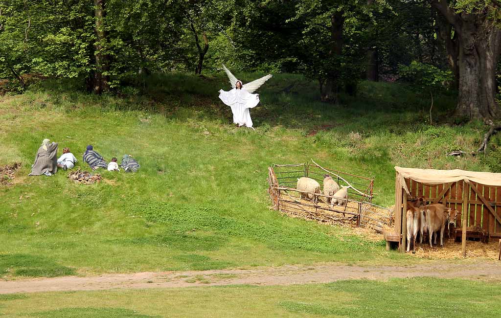 A scene from 'The Life of Jesus Christ' - a play presented at Dundas Castle   -  The Angel Gabrial speaks to the Shepherds