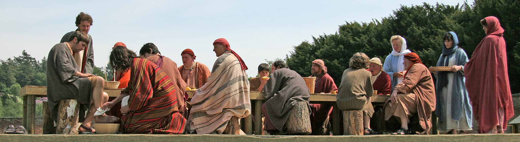 A scene from 'The Life of Jesus Christ' - a play presented at Dundas Castle  -  Jesus washes His Disciples' Feet at the Last Supper