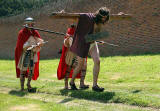 A scene from 'The Life of Jesus Christ' - a play presented at Dundas Castle  -  Jesus carries the Cross to Calvary