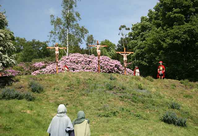 A scene from 'The Life of Jesus Christ' - a play presented at Dundas Castle  -  Jesus is Crucified on the Cross at Calvary