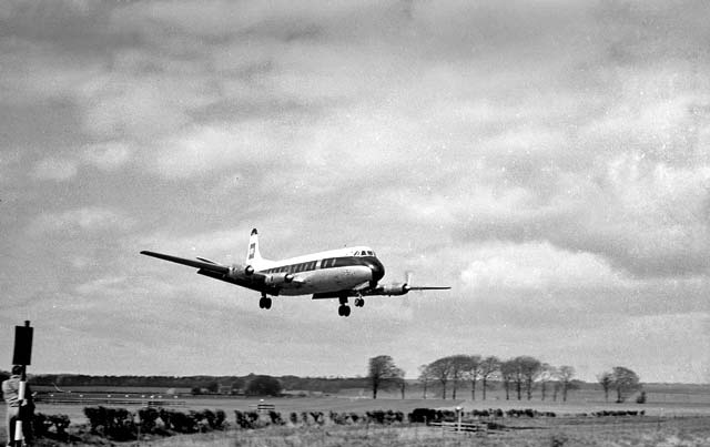 Viscount approaching Edinburgh Airport  -  1960s