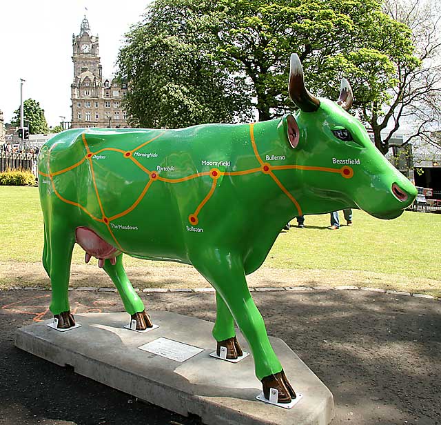 Edinburgh Cow Parade  -  2006  -  Princes Street Gardens and the Balmoral Hotel