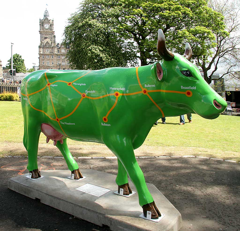 Edinburgh Cow Parade  -  2006  -  Princes Street Gardens and the Balmoral Hotel