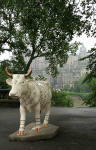 Edinburgh Cow Parade  -  2006  -  Princes Street Gardens, the Old Town and the steeple of St Giles Church