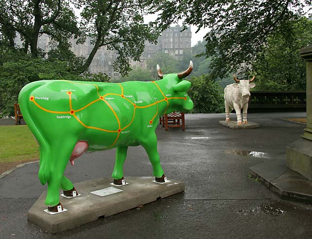 Edinburgh Cow Parade  -  2006  -  Princes Street Gardens and the Balmoral Hotel