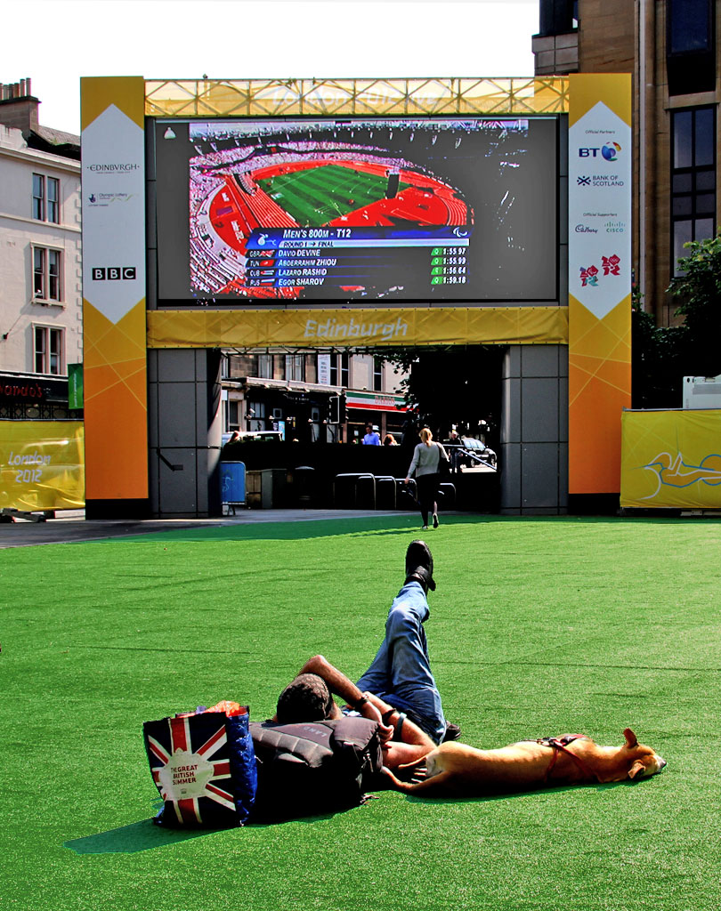 Watching the 2012 Paralympic Games on the Big Scteen in Festival Square