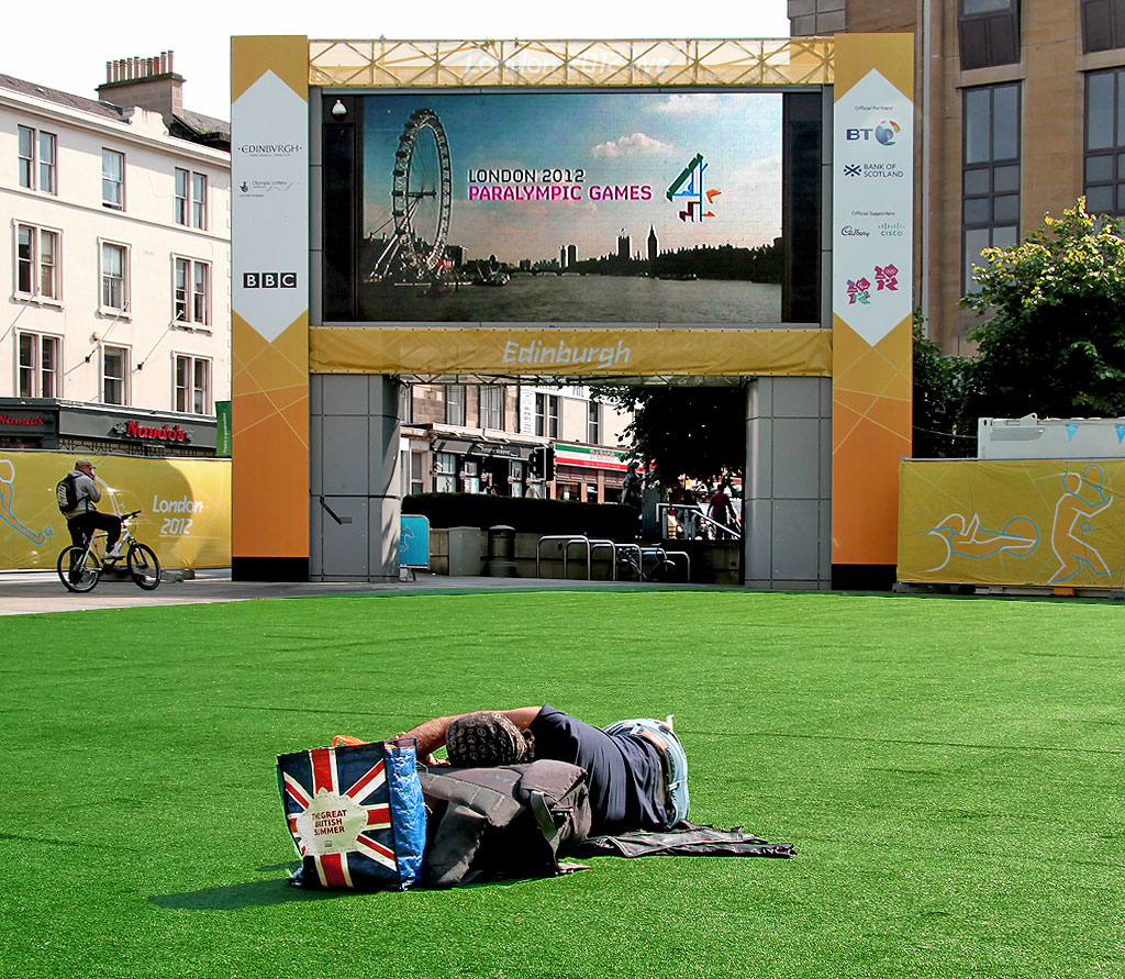 Watching the 2012 Paralympic Games on the Big Scteen in Festival Square