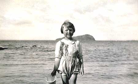 Girl on the Beach, around 1925. Craigleith Island in the background