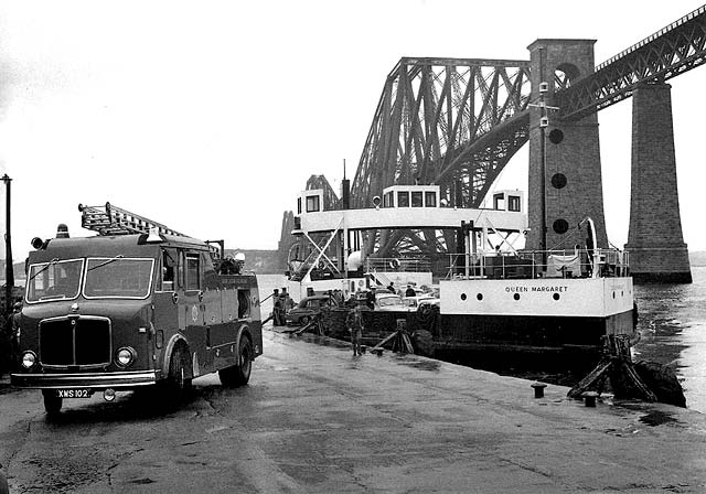 Fire Engine, Ferry and Forth Bridge, from Hawes Pier, Queensferry