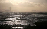 View fromLongniddry, looking towards Cockenzie Power Station and Arthur's Seat in Holyrood Park, Edinburgh