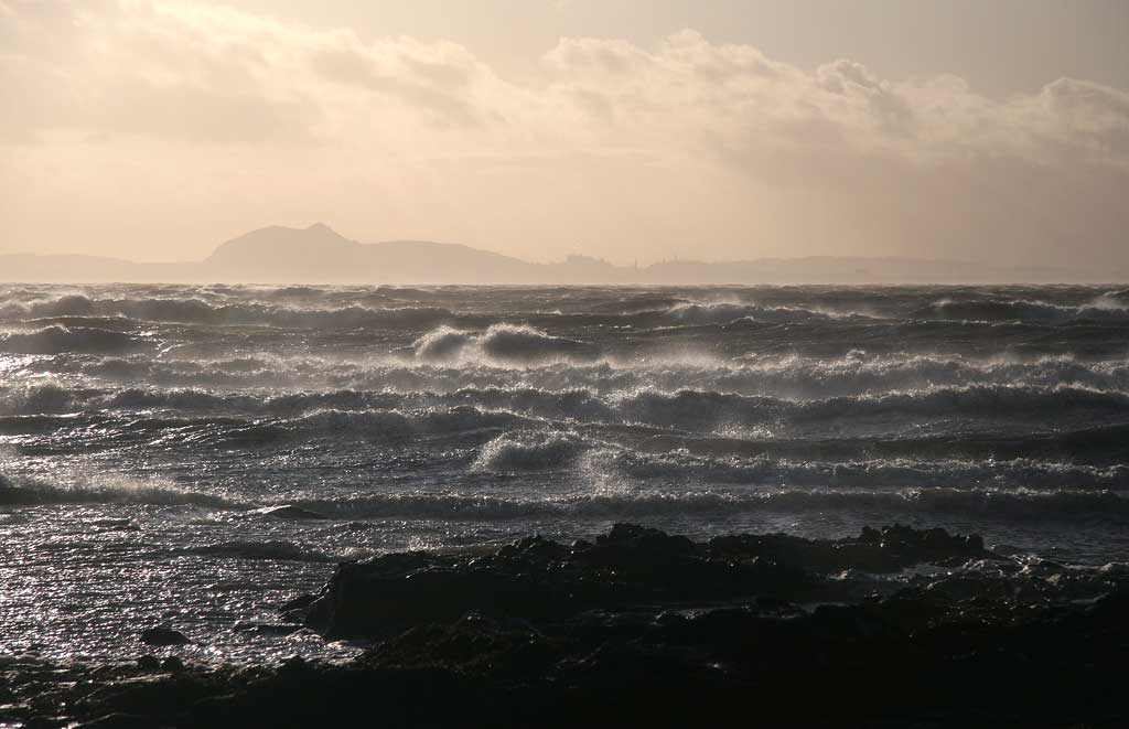 View from Longniddry, looking towards and Arthur's Seat in Holyrood Park, Edinburgh