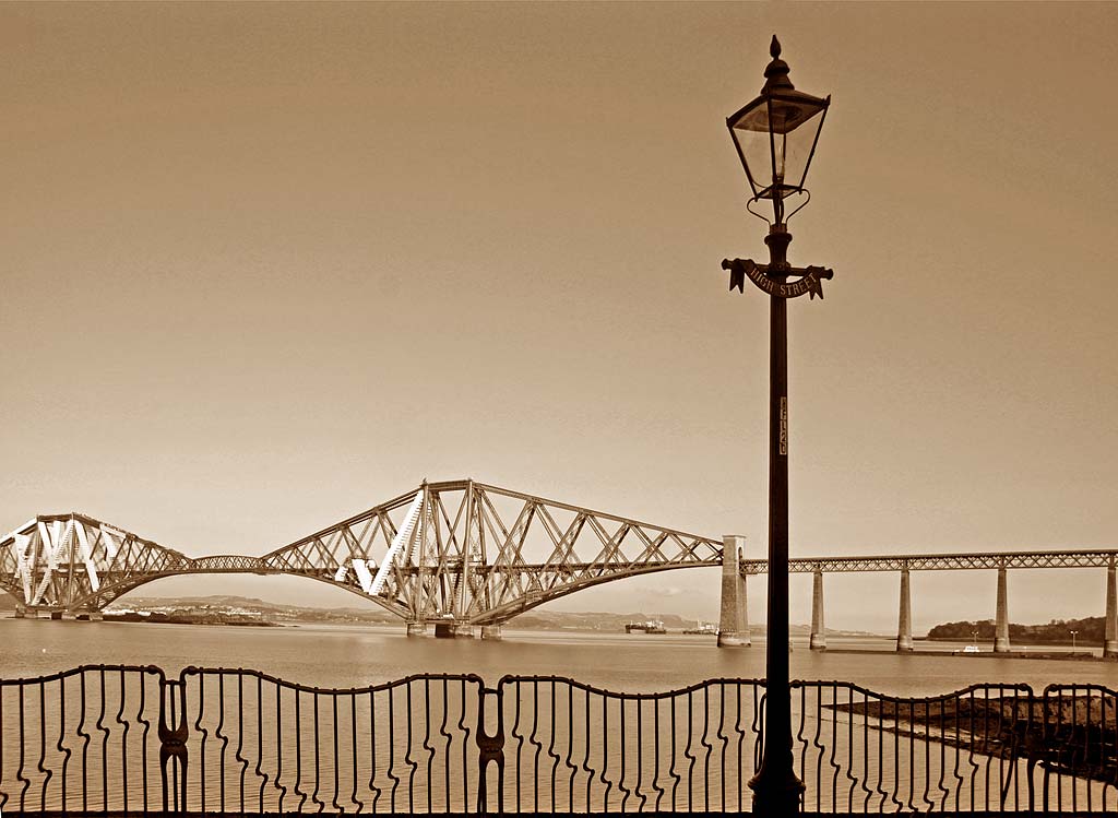Lamp Post and Forth Road Bridge, from High Street, Queensferry