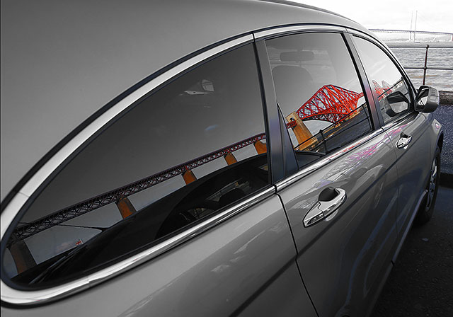 Reflections of the Forth Bridge (in a car parked at Queensferry) -  October 29, 2013