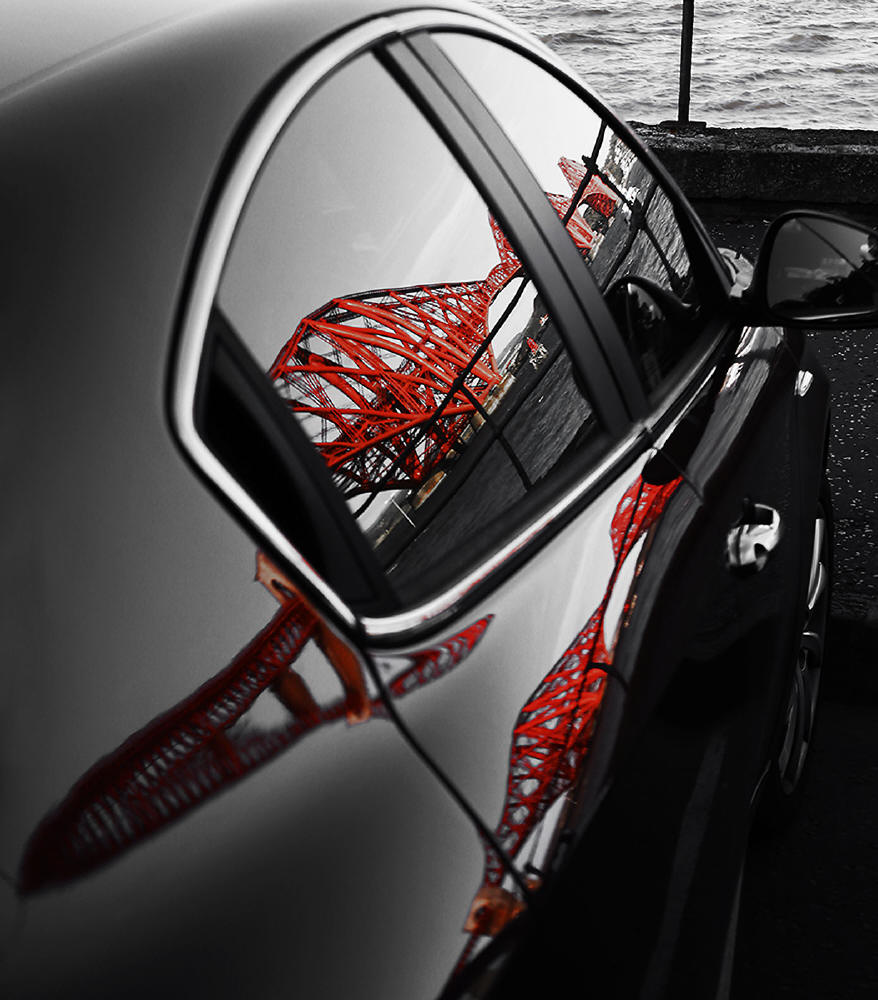 Reflections of the Forth Bridge (in a car parked at Queensferry) -  October 29, 2013