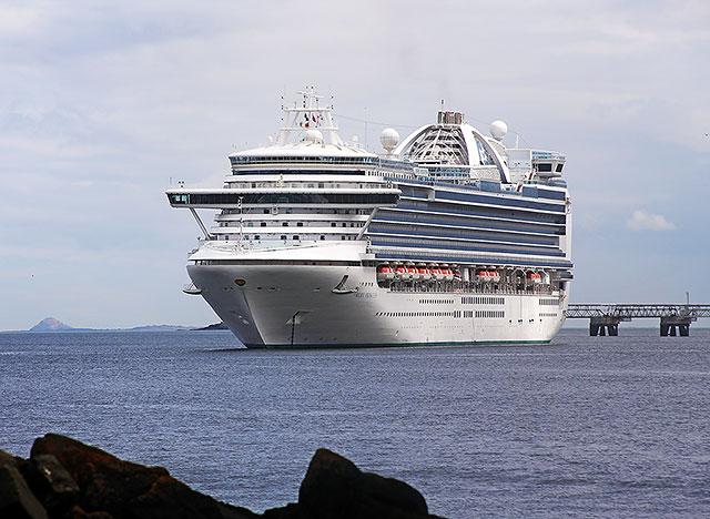 Cruise Liner 'Ruby Princess' moored near the Forth Bridge  -  North QUeensferry