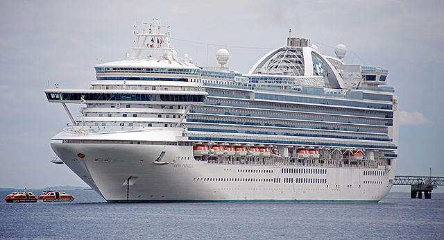 Cruise Liner 'Ruby Princess' moored near the Forth Bridge  -  North QUeensferry