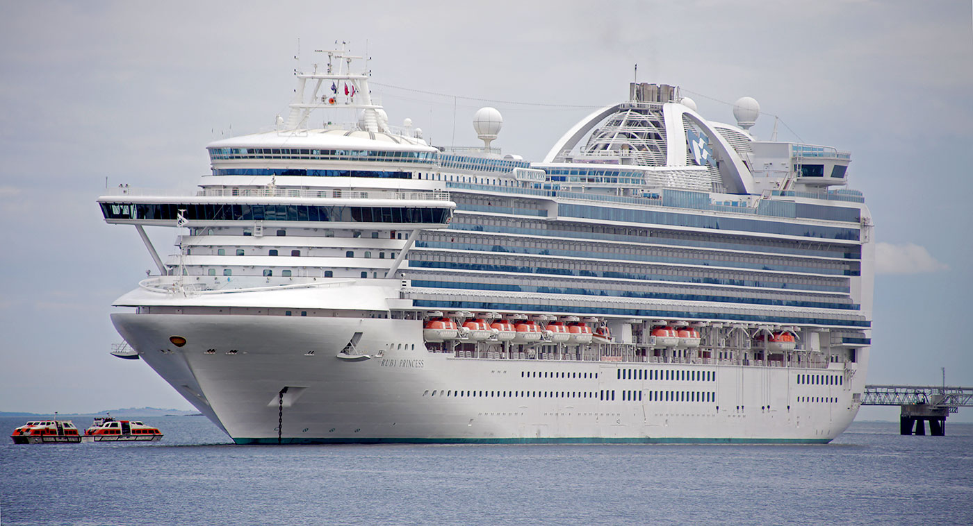 Cruise Liner 'Ruby Princess' moored near the Forth Bridge  -  North QUeensferry