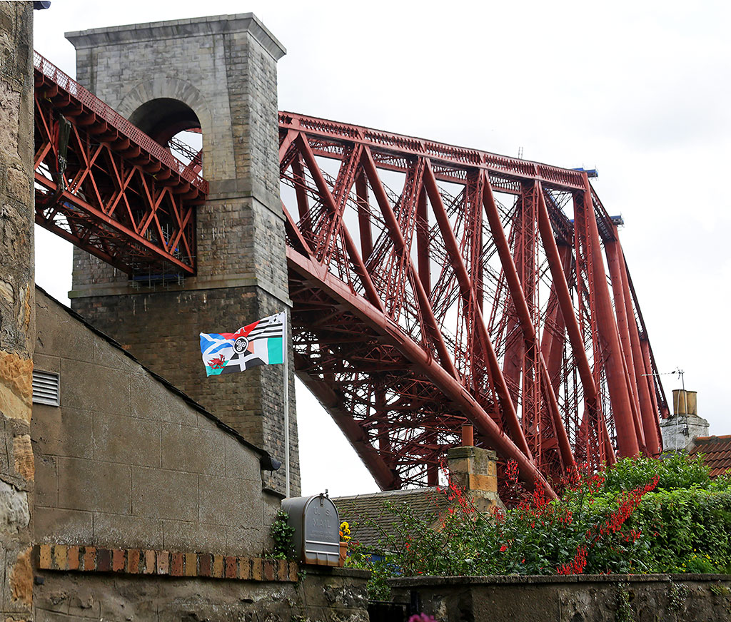 The Forth Bridge and Flag  -  North Queensferry