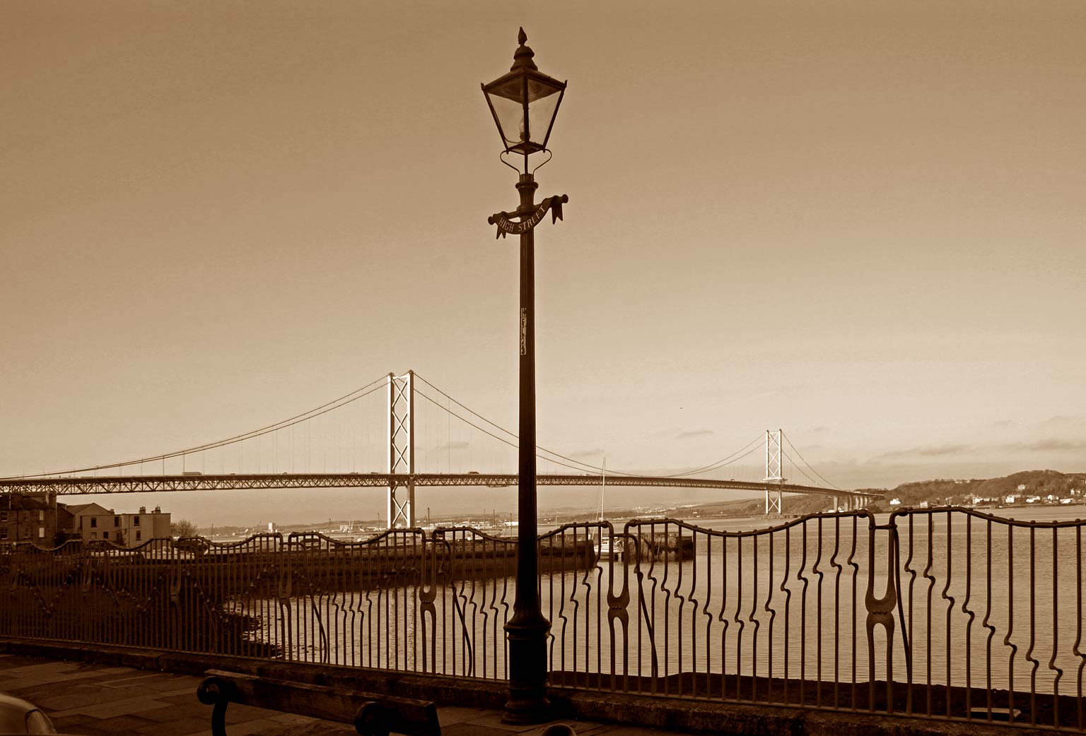 Lamp Post and Forth Road Bridge, from High Street, Queensferry