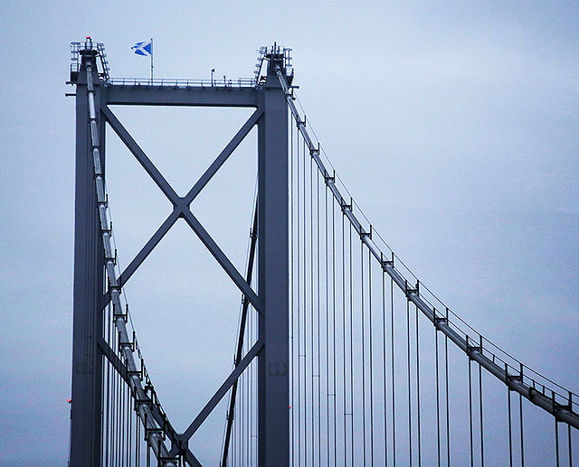 Forth Road Bridgeflying the Saltire for St Andrew's Day, 30 November 2014