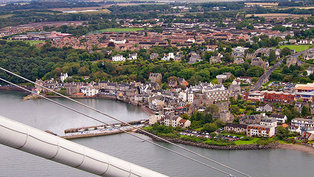 View to the SW  -  Looking down on South Queensferry from the Top of the South Tower