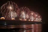 Forth Road Bridge 50th Anniversary Celebrations, September 2014  -  Firework Display from the Forth Bridge, seen from Queensferry Harbour