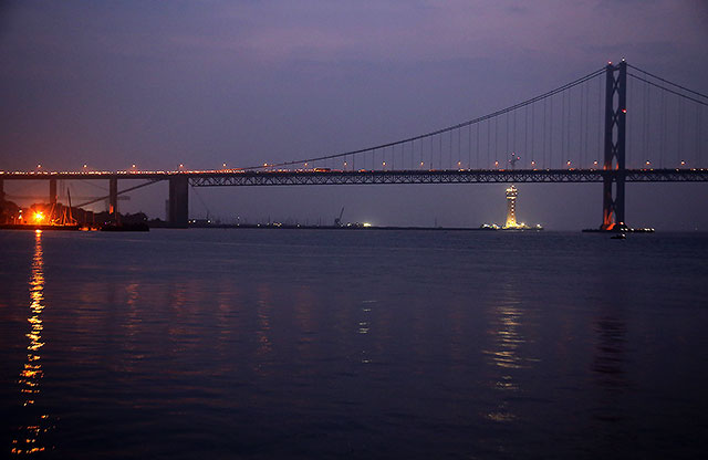 Forth Road Bridge 50th Anniversary Celebrations, September 2014  - The start of the Torchlight Procession across the Forth Road Bridge