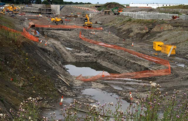 Gogar Junction  -  The route of the new tram line to the west towards the new tram depot