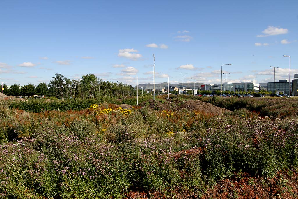 Gogar Junction  -  The route of the new tram line to the east towards South Gyle